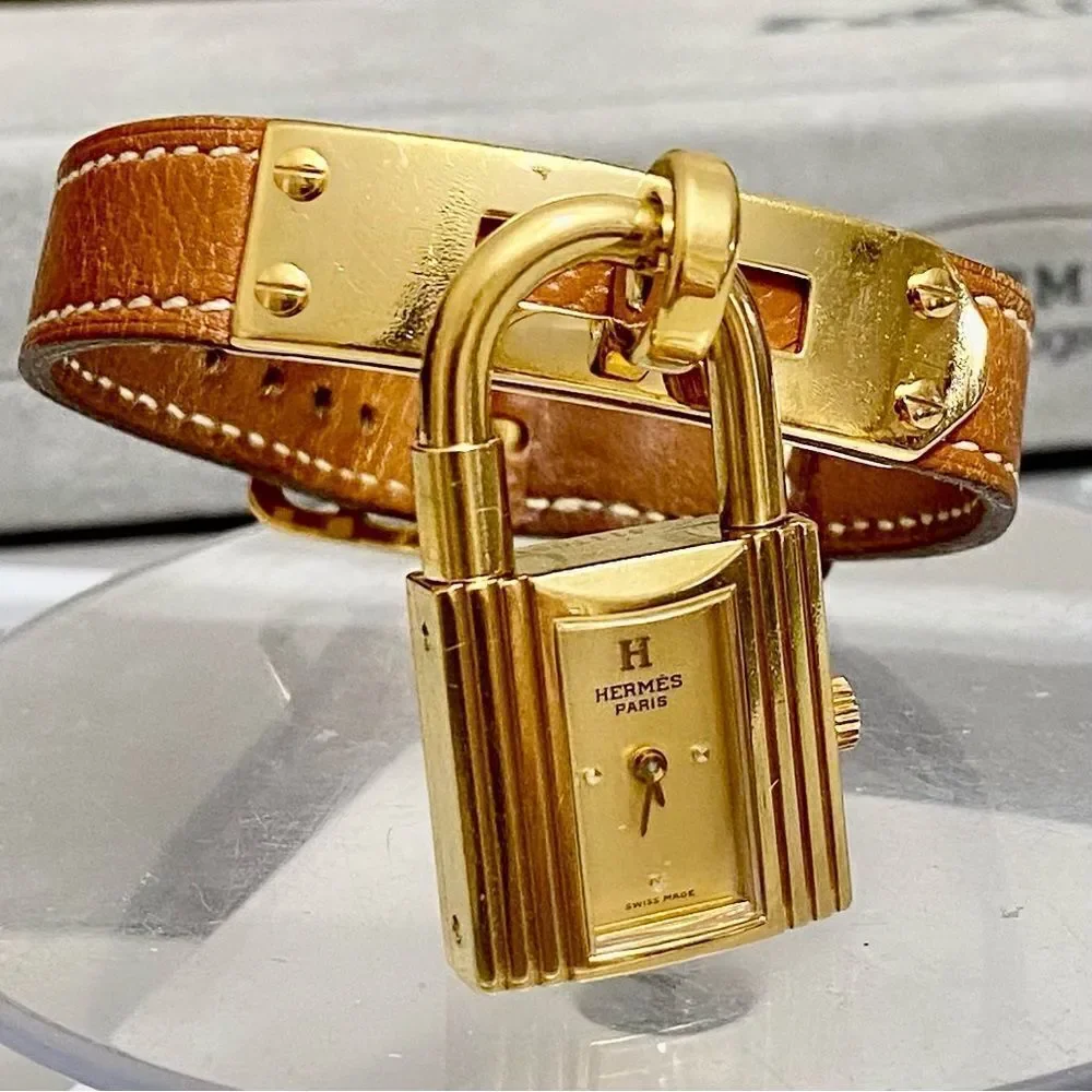 HERMES Kelly Watch Gold Tone Dial Women’s Quartz Watch K01 - Picture 1 of 17
